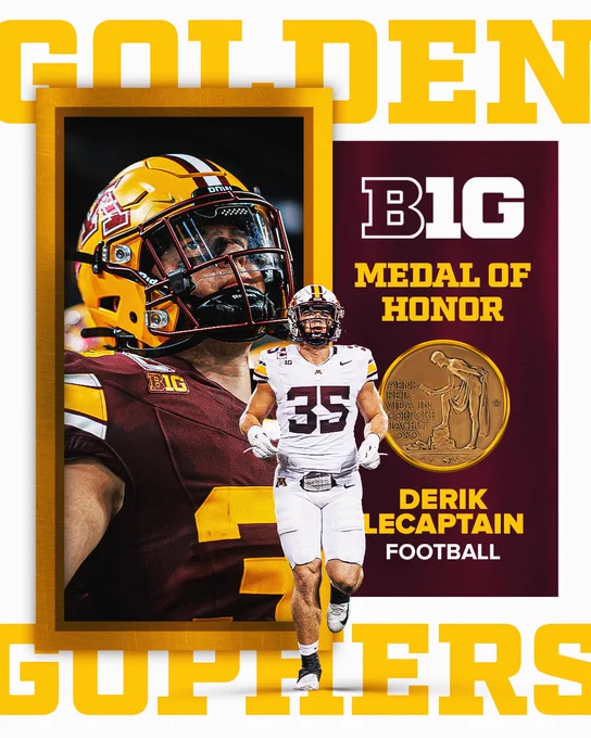 Derik LeCaptain Big Ten Medal of Honor graphic in 2026.