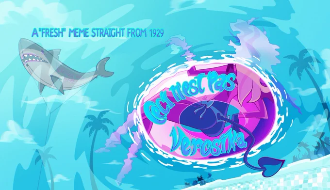 The totally REAL reveal art for Helluva Boss' 12th short "Mission Shark-Struck" featuring definitely NOT Verosika
