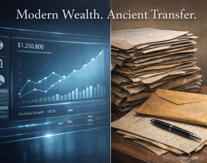 Wealth transfer is one of the largest markets in the world. And one of the most analog.
Think about how wealthy families live today: digital banking, digital securities, digital business operations, digital communications.

Then think about how they transfer wealth: paper wills drafted once and never updated. Lawyers who know part of the picture. Assistants who know another part. Folders in three offices. Memory as the primary storage system.

The 2025–2045 Great Wealth Transfer is not just a financial event. It is a structural mismatch: modern assets attempting to move through pre-digital channels.