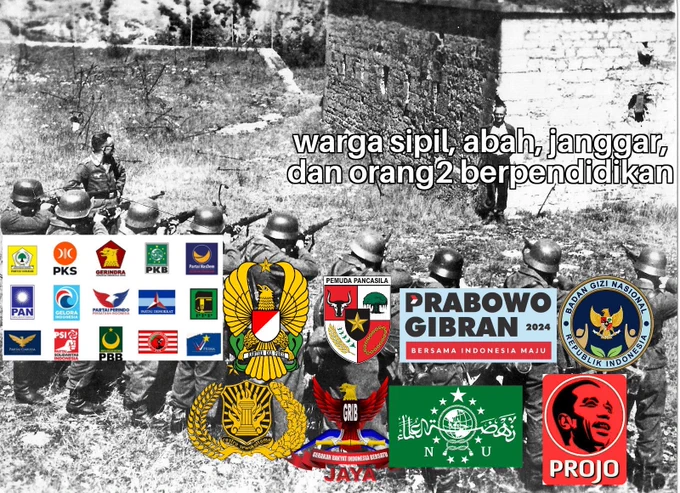 Parpol kim  tengah men-eksek-koosy warga berpendidikan karena "mengganggu kepentingan parpol", beserta para sicario/pasukan bayaran parpol, seperti tni, polri (dilebur sama pdip), pp, grib jaya, tkn pragib, nu, sppg/bgn, dan relawan projo

Masih banyak eksek-kootor lainnya yang tidak dapat disebutkan satu-persatu karena gambarnya ngga muat