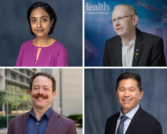 A four-panel headshot of Drs. Paramita Chakrabarty, Brian Hoh, Robert McKenna and Eric Porges