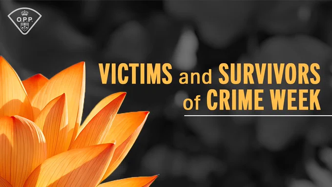 Orange lotus shown in corner. Text reads: Victims and Survivors of Crime Week