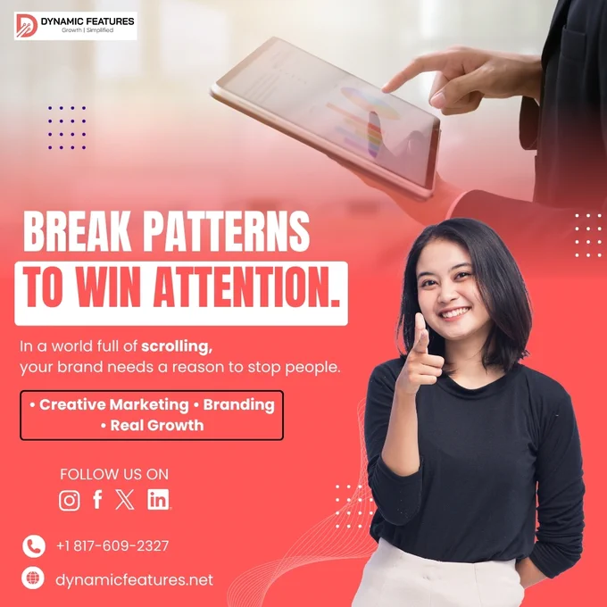 Stop scrolling. Stand out. 🚀

In a world of scrolling, your brand needs a reason for people to pause. Dynamic Features enables businesses to distinguish themselves with creative marketing, strong branding, and real growth. 🔥

🌐 https://dynamicfeatures.net/

#DynamicFeatures #DigitalMarketing #Branding #CreativeMarketing #BusinessGrowth
