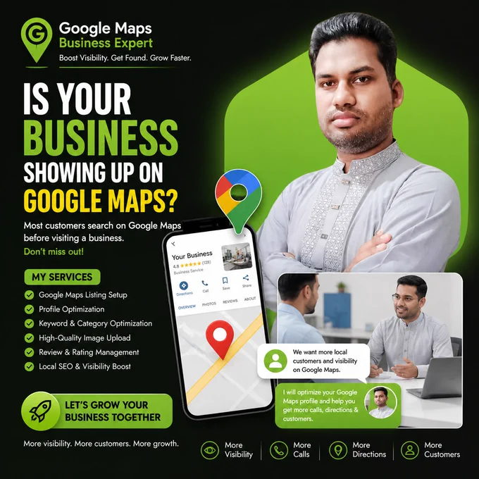 📍 Is Your Business Showing Up on Google Maps? | Local SEO Growth Tips 2026 🚀

Want more local customers to discover your business online? Optimizing your Google Maps presence can improve visibility and attract targeted traffic!
✔ Complete and verify your Google Business Profile 🗺️
✔ Add accurate business details and opening hours 📌
✔ Use local SEO keywords in your description 🔍
✔ Upload quality photos to boost customer trust 📸
✔ Encourage customer reviews to improve rankings ⭐

Boost your local visibility and grow your business faster today!