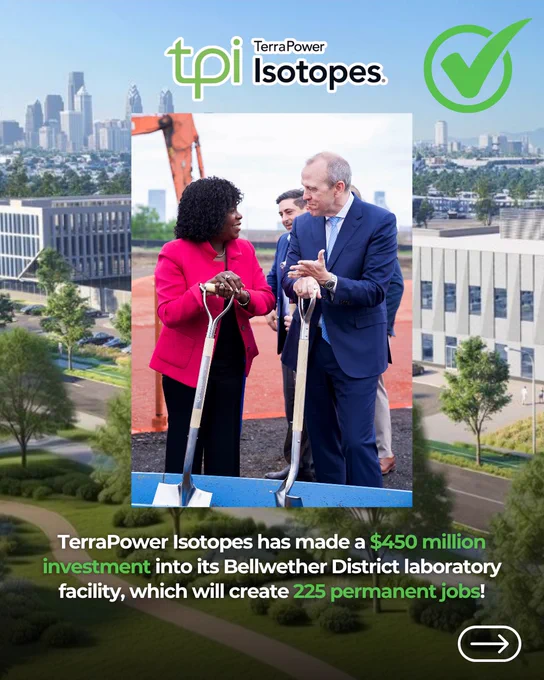 Mayor Cherelle L. Parker and an executive from TerraPower at a groundbreaking ceremony.