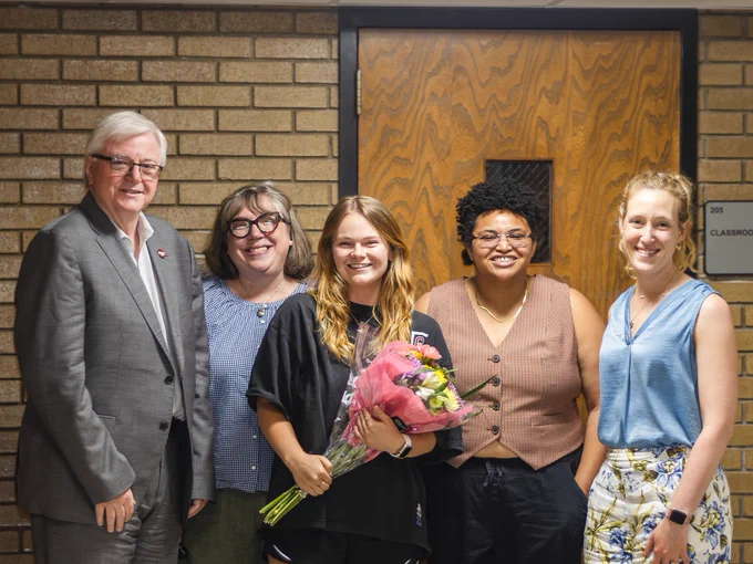 Left to right: Michael Amiridis, Jennifer Bess, Kayla Thompson, Akilah Alwan, and Valerie Weingart.