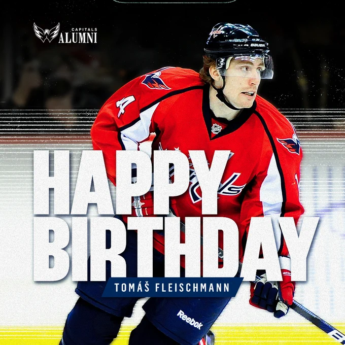 Happy Birthday graphic for Caps alum Tomáš Fleischmann.