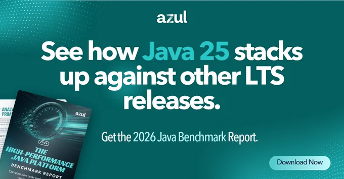 See how Java 25 stacks up against other LTS releases. Get the 2026 Java Benchmark Report.