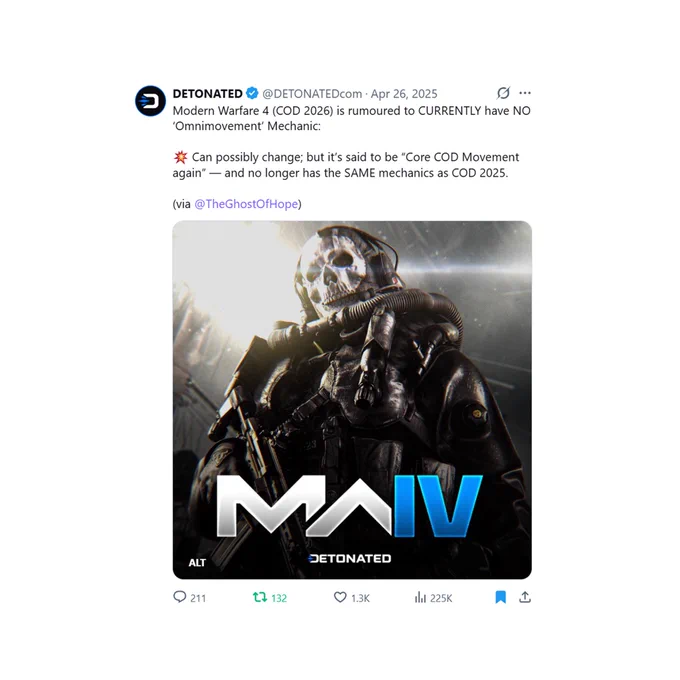 Post about No Omnimovement Rumour in Modern Warfare 4