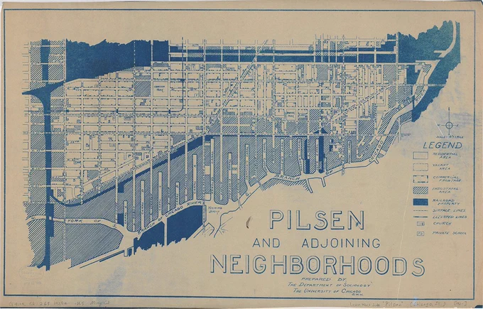 This 1920/1929 map titled “Pilsen and Adjoining Neighborhoods” is now available online through UChicagoNode as part of the Social Scientists Map Chicago collection.
