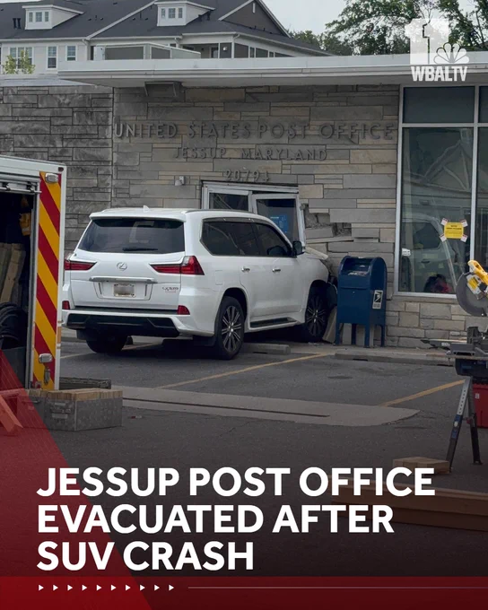 Paramedics are evaluating people after an SUV crashed into the Jessup post office, WBAL-TV 11 News video shows.