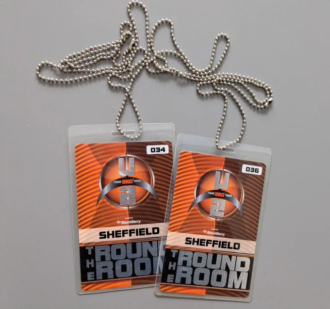 Two  Backstage Passes For 360 Tour Live In Sheffield 2009