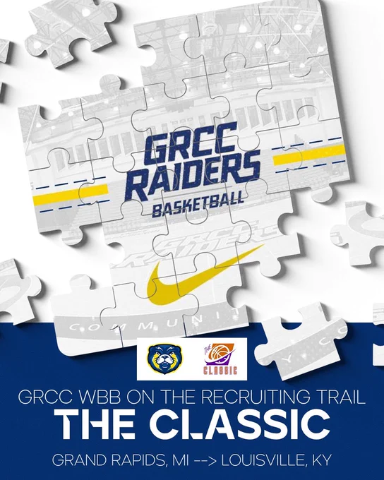 Graphic listing the AAU event the GRCC Women’s Basketball Staff will be attending from 05.15.2026 thru 05.17.2026