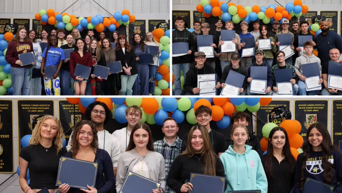 Group photos of students being recognized