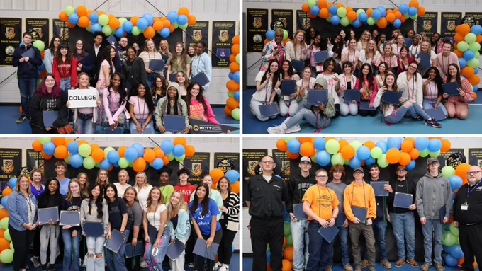 Group photos of students being recognized