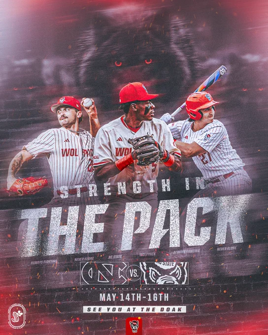 Strength in the Pack graphic. NC State prepares for big weekend series against UNC. 