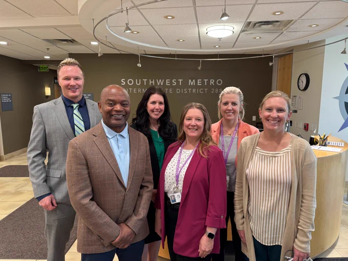 Superintendent Dr. Jeff Horton, Commissioner Jett, Exec Director of Human Resources Dr. Julie Williams, Exec Director of Teaching & Learning Melissa Knettel, Exec Director of Business Services Nichole Schmidt and Exec Director of Special Services Dr. Hayley Etnier. 