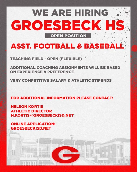 Asst Football and Asst Baseball Opening