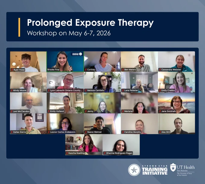 Screenshot of attendees at the recent online workshop in "Prolonged Exposure Therapy" on May 6-7, 2026.