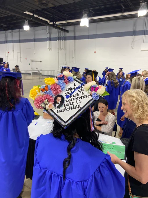 Photos of students lining up before RCC’s 2026 Commencement Ceremony. 
