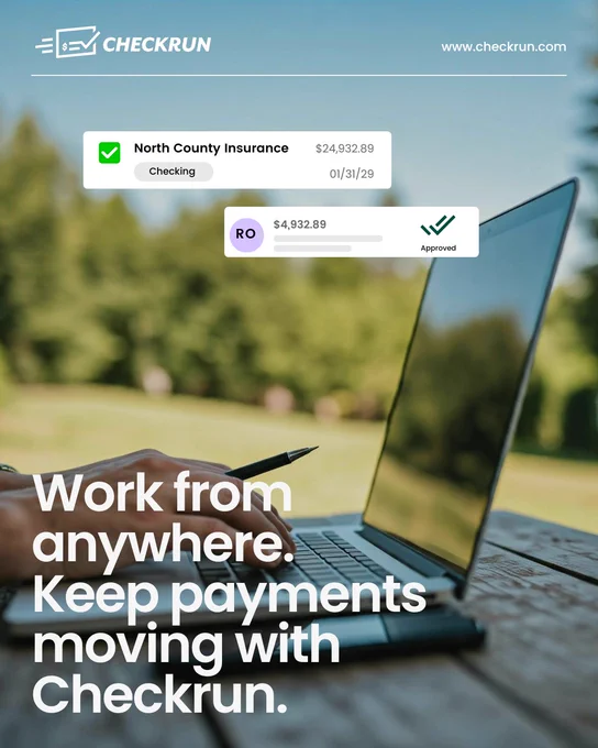 Checkrun gives finance teams the ability to securely manage, approve, and print checks remotely—without relying on manual office processes.



Work from anywhere. Keep payments moving. 



Get started today: https://bit.ly/4uQf59m