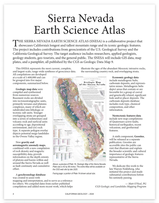 Screenshot of the cover page of the article about the Sierra Nevada Atlas. In the center of the page is an image of the map, and along the edges are text.