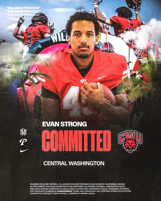 Congratulations to Mid-Year transfer Evan Strong on his commitment to Central Washington!