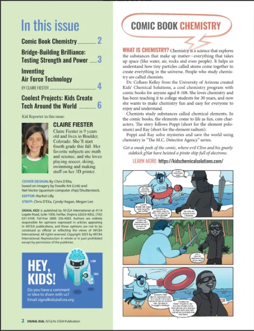 When Claire Fiester was 9, she had the incredible opportunity to interview Dr. Michael Hayduk, Deputy Director of the Air Force Research Laboratory @AFResearchLab Information Directorate, for the cover of @AFCEA's @signalmag' Kids magazine, "Inventing Air Force Technology." 

They talked all about #QuantumComputing. So thankful Dr. Hayduk took the time to make this happen and patiently answered all of her questions. Claire still remembers it fondly today. 

Thank you @AFRL and AFCEA!

"Have you ever heard of the Air Force Research Laboratory (aka AFRL)? They are inventing the future for the U.S. Air Force. Isn’t that cool? They work on things like computers, drones and even quantum technology, which I think is awesome. All of this technology helps protect our nation better. It could be a new type of plane, a new type of satellite or maybe a new type of computer.

I interviewed Dr. Michael Hayduk to learn more. He is the deputy director of the Air Force Research Laboratory Information D