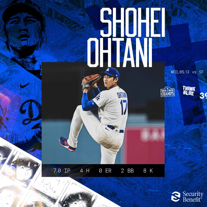Shohei Ohtani's final line: 7 IP, 4 H, 0 ER, 2 BB, 8 K