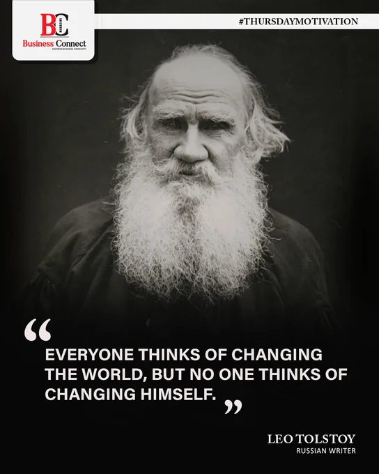 “Everyone thinks of changing the world, but no one thinks of changing himself.” – Leo Tolstoy

#leotolstoy #tolstoyquotes #quotestoliveby #changeyourself #selfgrowth #innerchange #mindsetshift #personaldevelopment #lifelessons #wisdomquotes #philosophyquotes #motivationdaily #inspirationdaily #bethechange #selﬁmprovement #thoughtoftheday #deepquotes #changetheworld #startwithyourself #mindsetmatters 