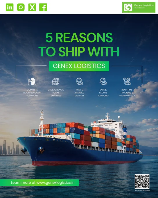 Your cargo deserves more than just a carrier — it deserves a sea freight partner. From container booking to port-to-door delivery, Genex Logistics keeps your ocean shipments on track, on time, and fully visible. 🚢
📧 info@Genexlogistics.in | 🌐 www.Genexlogistics.in