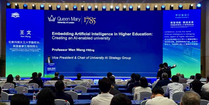 Professor Weng Wang Photographed speaking at World Digital Education Conference in Hangzou China