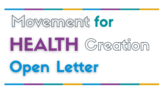 A graphic saying ‘Movement for Health Creation’