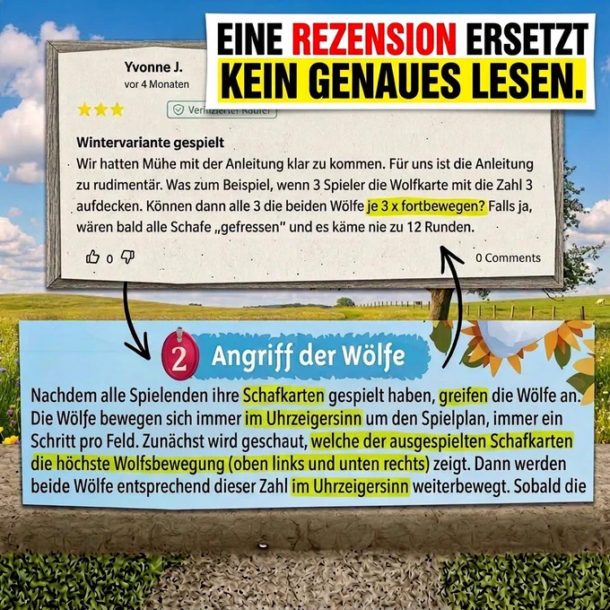 Die Zahl 3 bleibt 3, auch wenn 3 Karten 3 gleichzeitig zeigen. "Dann werden beide Wölfe entsprechend DIESER Zahl weiterbewegt."
Für Fragen zu Regeln sind wir immer da: info@boardgamebox.life oder einfach Regelvideo anschauen: https://youtu.be/zrUy7Wa4mOw
Viel Spaß beim Spielen. 😊