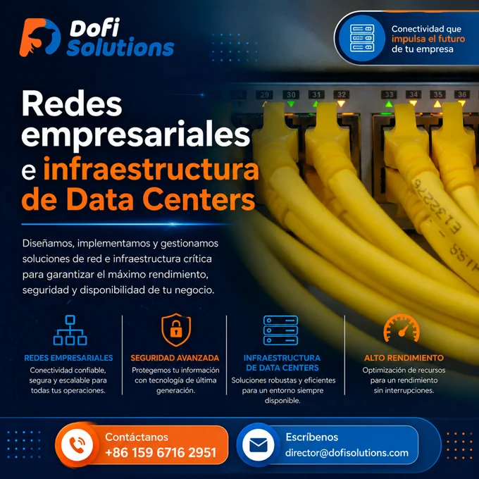 🔧 𝗤𝘂𝗲 𝗲𝗹 𝗱𝗶𝘀𝗲ñ𝗼 𝘀𝗲𝗮 𝗶𝗺𝗽𝗲𝗰𝗮𝗯𝗹𝗲… 𝗽𝗲𝗿𝗼 𝗾𝘂𝗲 𝗻𝘂𝗻𝗰𝗮 𝗳𝗮𝗹𝗹𝗲 𝗹𝗮 𝗯𝗮𝘀𝗲 𝗾𝘂𝗲 𝗹𝗼 𝘀𝗼𝘀𝘁𝗶𝗲𝗻𝗲.⁣
⁣
En 𝗗𝗢𝗙𝗜 𝗦𝗢𝗟𝗨𝗧𝗜𝗢𝗡𝗦 sabemos que una imagen impactante pierde su fuerza si la tecnología detrás no responde. 🖥️💥⁣
⁣
Por eso también ofrecemos:⁣
⁣
🚀 Redes Empresariales seguras y escalables⁣
🔒 Infraestructura de Data Centers con alta disponibilidad⁣
⚡ Conectividad y respaldo que mantienen tu negocio en marcha 24/7.⁣
⁣
Tu marca brilla cuando todo funciona en armonía.⁣
¿Hablamos de la trastienda digital de tu éxito?⁣
⁣
📩 Contáctanos. Diseño   Tecnología = Resultados reales.⁣
⁣
✉️ director@dofisolutions.com⁣⁣⁣⁣⁣⁣⁣⁣⁣⁣⁣⁣⁣⁣⁣⁣⁣⁣⁣⁣⁣⁣⁣⁣
📞  86 159 6716 2951⁣⁣⁣⁣⁣⁣⁣⁣⁣⁣⁣⁣⁣⁣⁣⁣⁣
⁣
#DIFISOLUTIONS #RedesEmpresariales #DataCenters #InfraestructuraTI #TecnologíaQueInspira