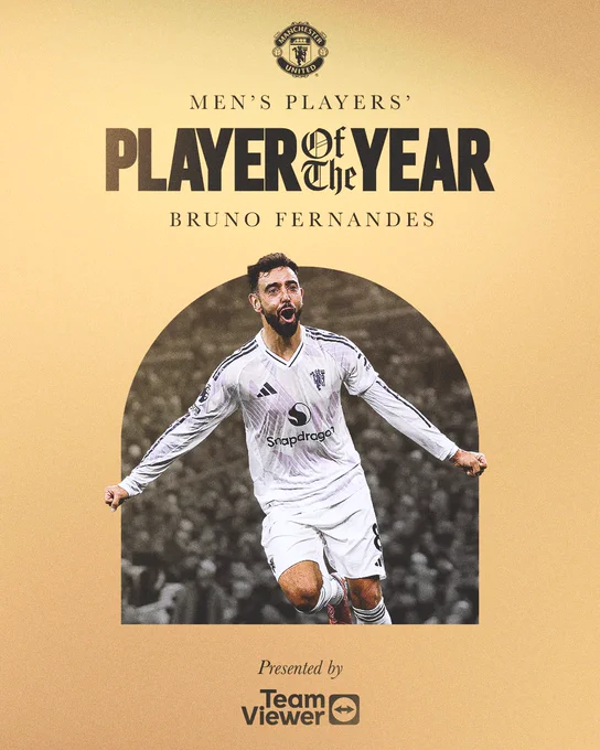 Bruno Fernandes wins United's Players' Player of the Year award, presented by TeamViewer.