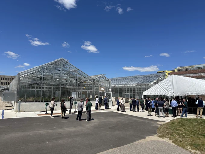 The MSU greenhouse ribbon-cutting ceremony.