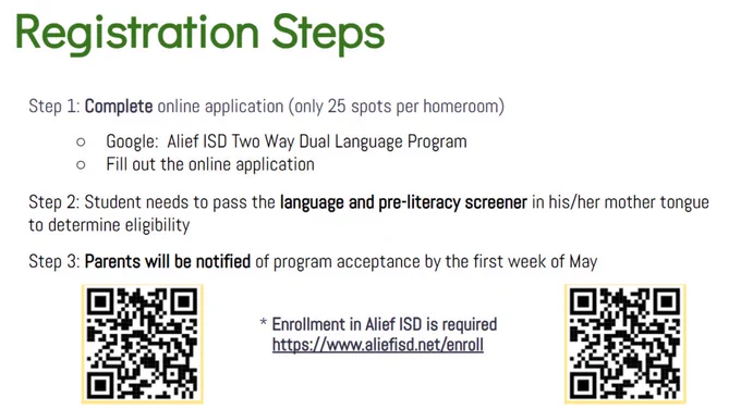Three-step instructions for registration. Steps include completing an online application and passing a screening test.