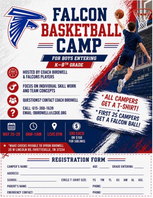 Boys Basketball Camp flyer May 26-29