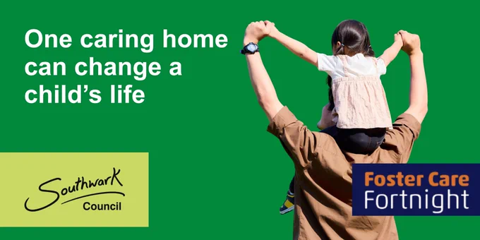 child on foster father's shoulders