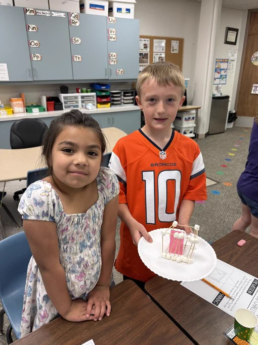 First graders reading the 3 little pigs. 