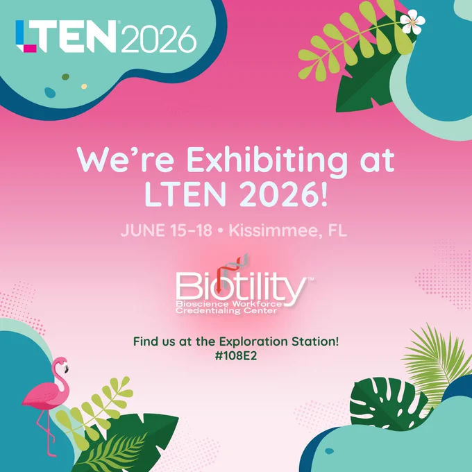 Tropical foliage on pink background. Text reads we're exhibiting at LTEN 2026! June 12 through 15 in Kissimmee Florida. Find us in the Exploration Station at booth 108E2.