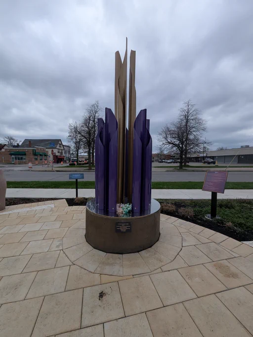 Sculpture created by Buffalo artist Valeria Cray and her son, Hiram Cray, to honor the lives taken by the mass shooting at the Tops Friendly Market in Buffalo, NY on May 14, 2022. 