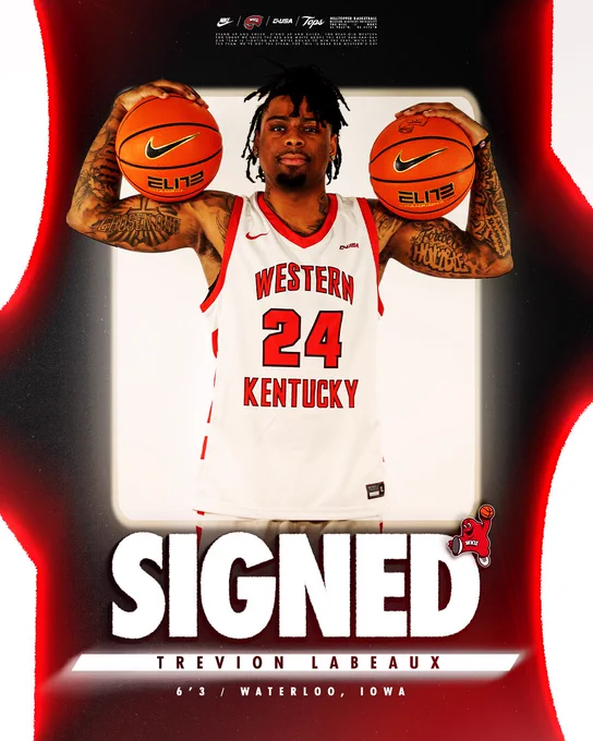 WKU Hilltopper Basketball and Mahurin Family Foundation Head Coach Hank Plona signed rising redshirt senior Trevion LaBeaux to the 2026-27 roster.