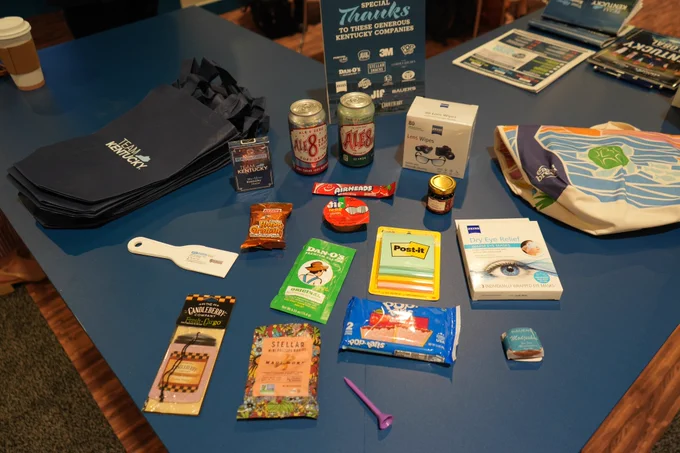Kentucky-made products on a table for people to sample