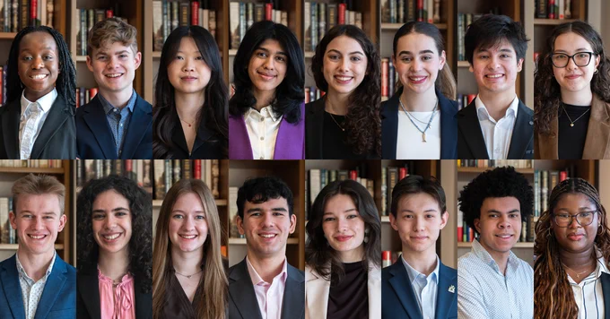 A collage of the 16 students selected to form the inaugural cohort of Wolf Scholars
