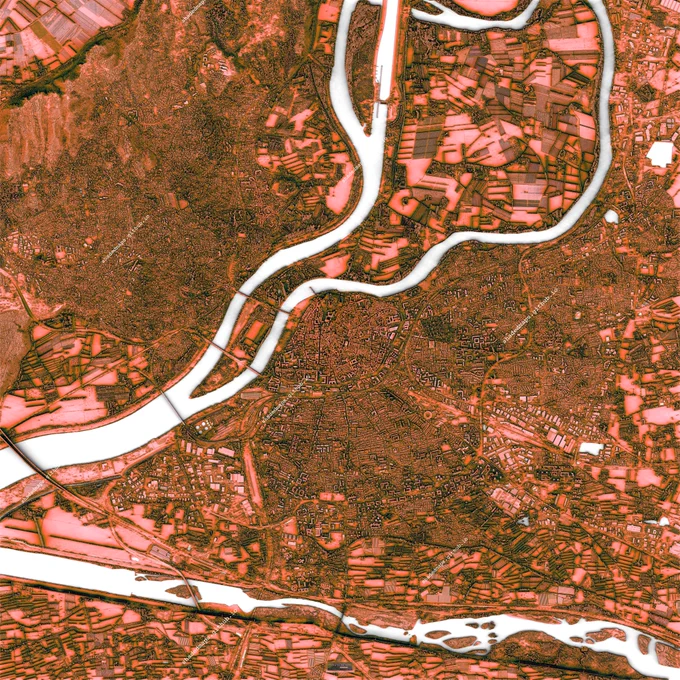 Resized shaded map of Avignon, France.