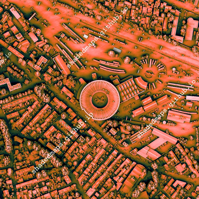 A fragment from the shaded map of Avignon, France.