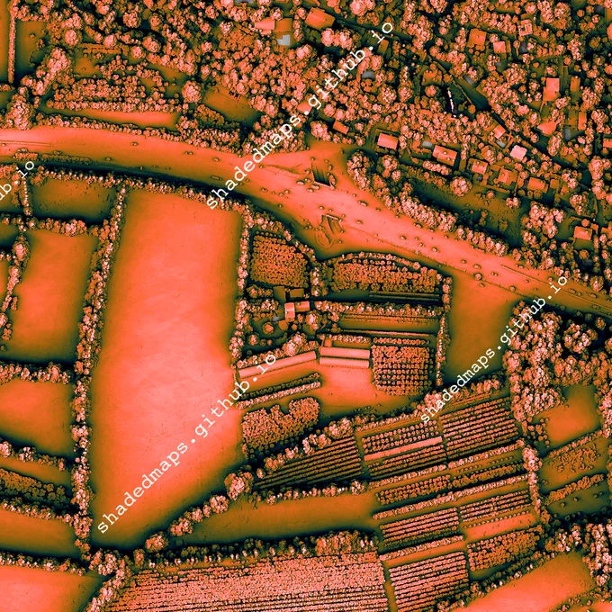 A fragment from the shaded map of Avignon, France.