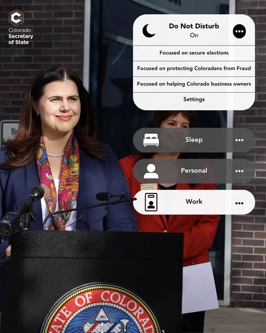 We are focused on secure elections, protecting Coloradans from fraud, and Helping Colorado business owners. Visit Colorado SOS DOT GOV to learn more. 